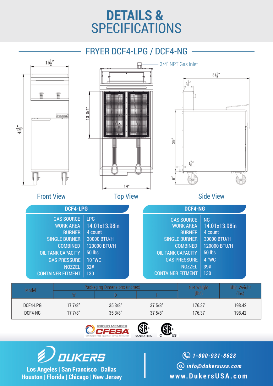 DCF4-LPG dimensional drawing