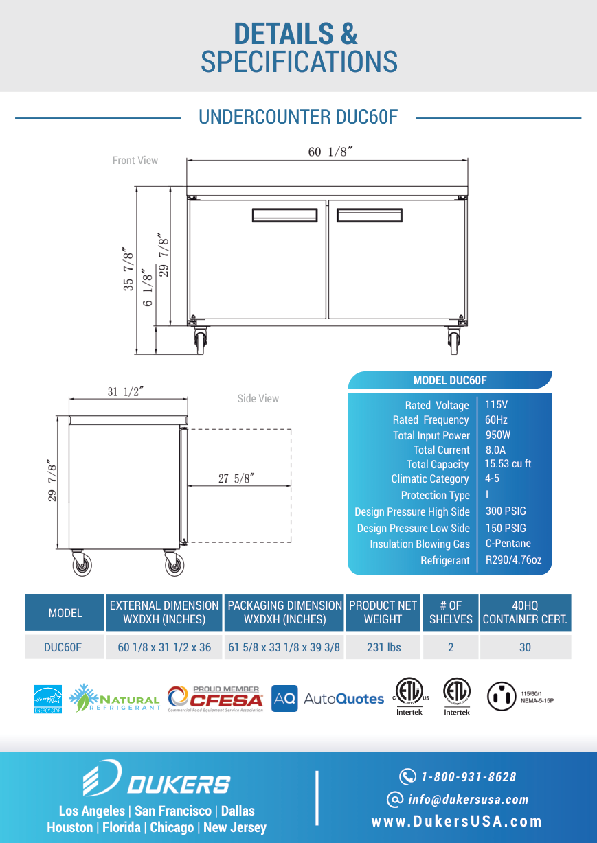 DUC60F dimensional drawing